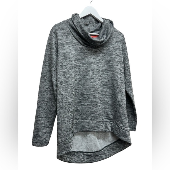 Eddie Bauer Women’s Heather Gray Black Cowl Neck Sweater Top Sweatshirt Active M - Picture 2 of 8